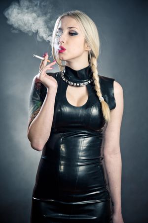 Blonde smoking