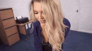 blonde downblouse cleavage posed