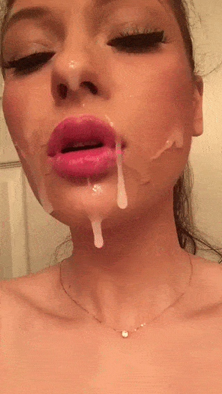 Cumslut dripping after facial