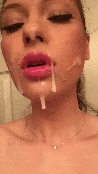 Cumslut dripping after facial