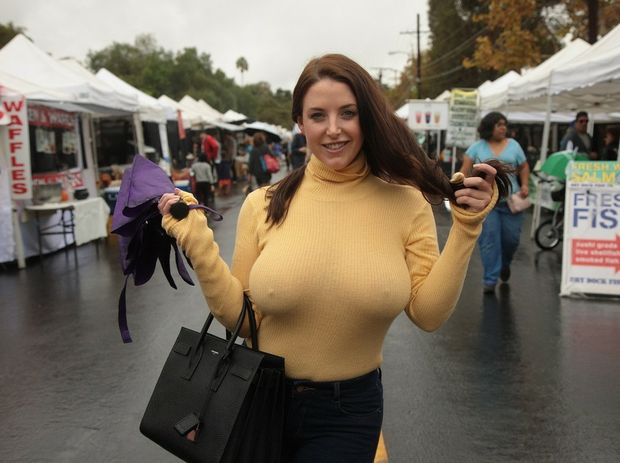 Angela White clothed