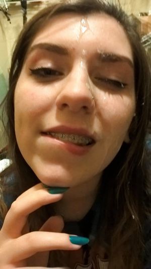 Pretty babe with cum