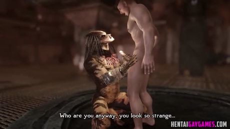 Hot 3D alien guy fucking with human dude