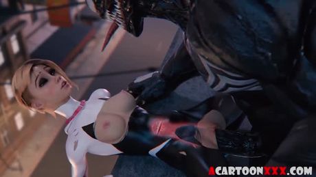 Venom fucks Spidergirl in the pussy till creampie