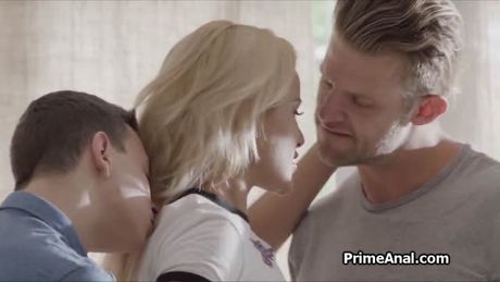 Double penetration threesome with crazy hot blonde