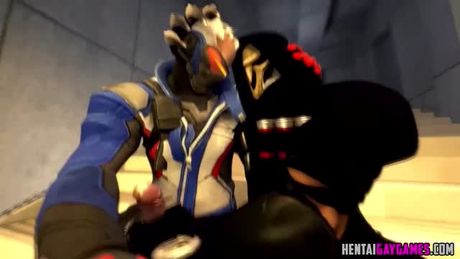 3D horny Overwatch heroes enjoying gay sex