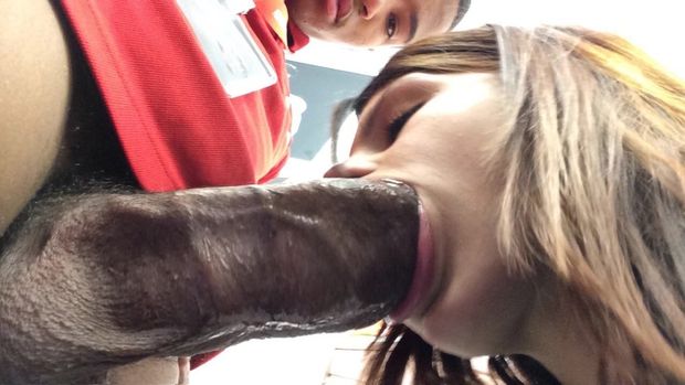 White bitch working a fat black cock