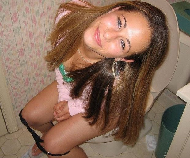 Lovely smile on the toilet