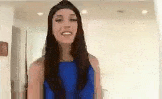 Before and after for sexy smiling brunette
