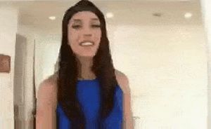 Before and after for sexy smiling brunette