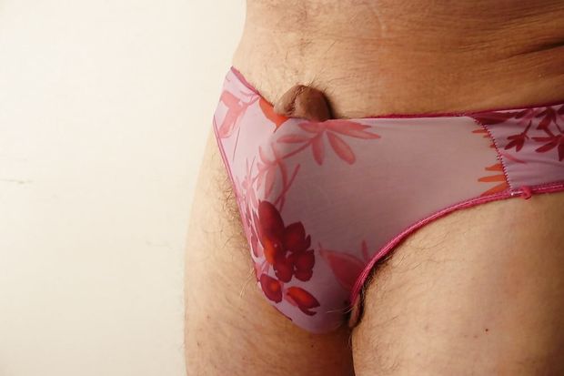 Peeking Out of Pink Flower Panties