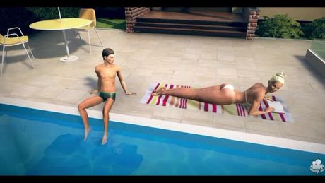 seductive stepmom by the pool