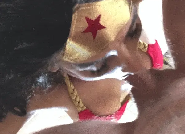 I can't believe Wonder Woman let me fuck her mouth like this!