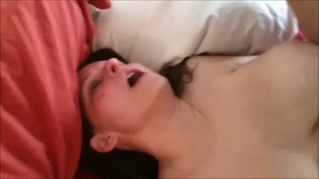 Fat BBW having sex two black stallions while her hubby is taping her.