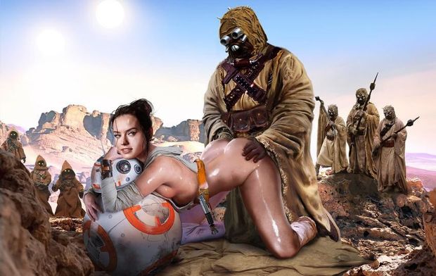 Rey negotiates with the Tuskens