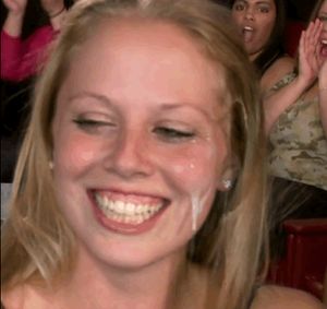 Happy to take a load in front of all her friends!