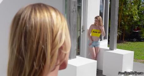 Blonde Lesbian Teen Trying To Seduce Hot MILF Into Strapon Fucking