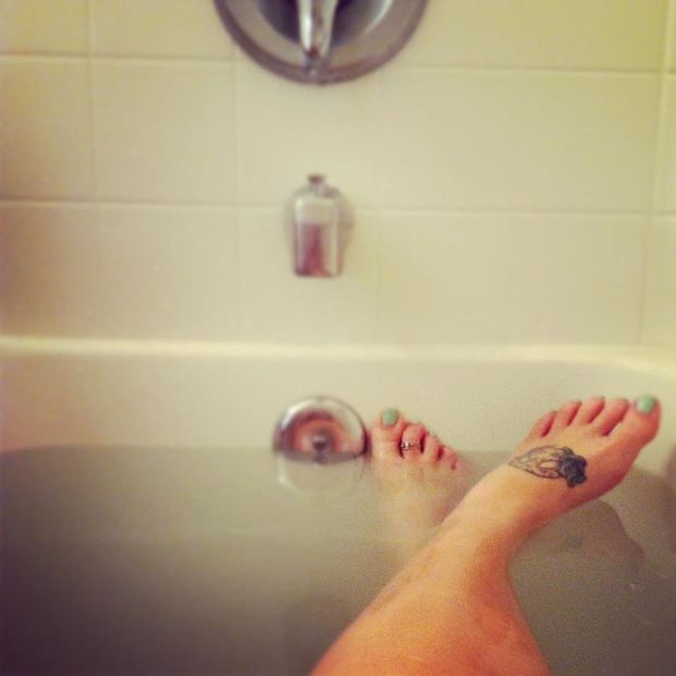 Tatted Feet in bath