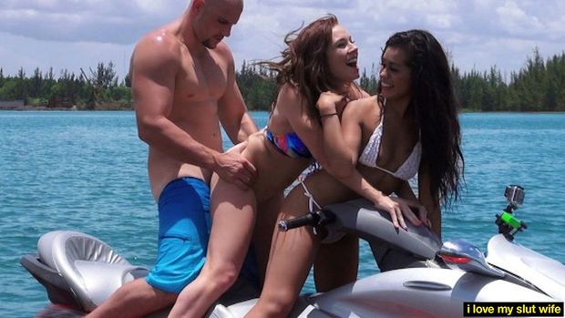 My friend drove the boat while her boyfriend drove me.