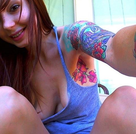 redhead teen cleavage selfie