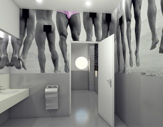 Not a good decoration idea for a men's washroom. Can't pee with a boner... (:D!)