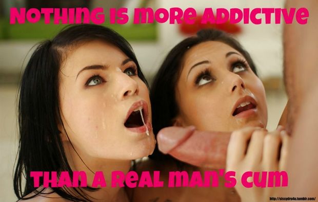 Brunette(s) Addiction To Real Man's Cum Sissy Caption