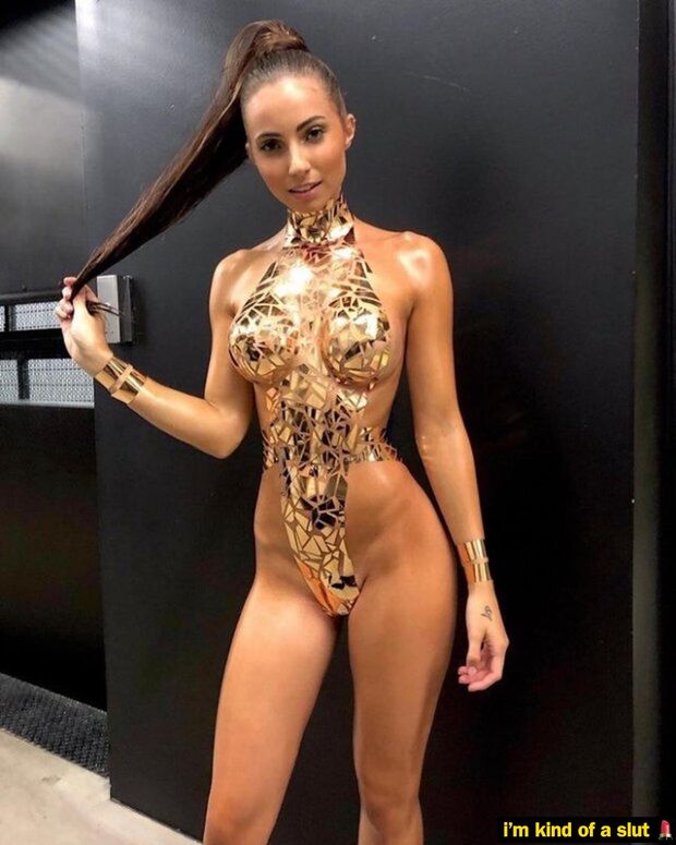 Shiny gold costume.