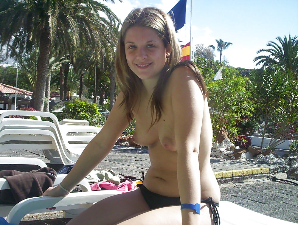 topless poolside