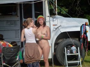 I think she is camping in the bus.