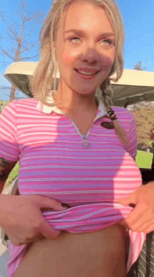 Busty blonde teen flashing big tits