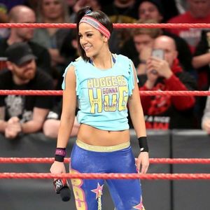 Bayley's tongue and belly button out