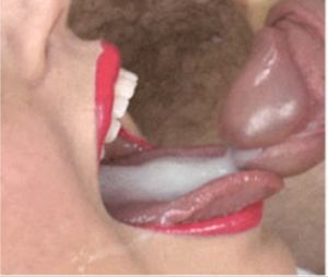 Her Red lips, and his warm cum in her mouth...