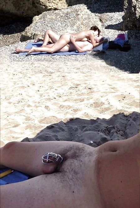 cuckold in chastity watching his cheating wife fucking