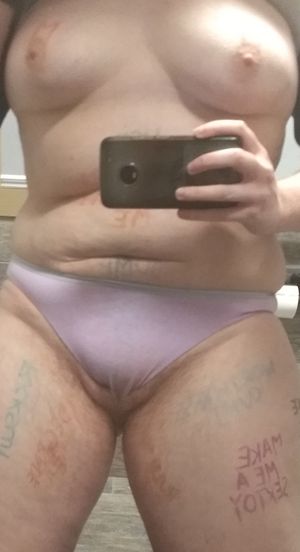 At work, with a random toy shoved up my cunt, and my panties pulled tight over it... Taking naughty selfies in the bathroom