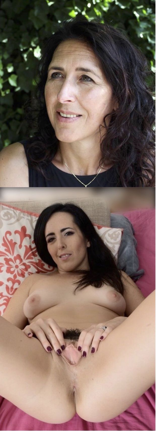 Before/After: this wonderful black haired MILF is very inviting. 63d