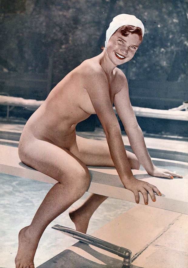 classic nudist diving-board