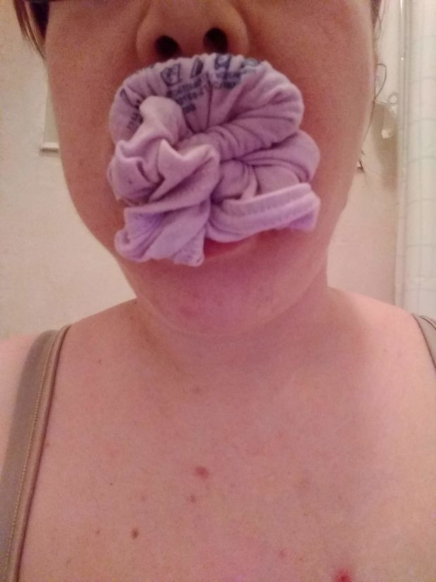 I stuffed my panties in my mouth because a stranger told me to