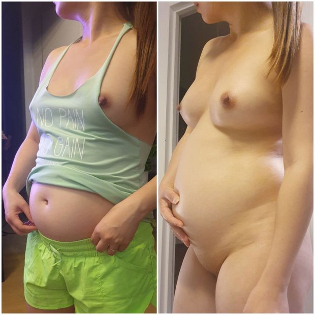 Preggo dressed undressed