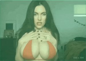 Grabbing and squeezing her incredible, voluptuous tits!!