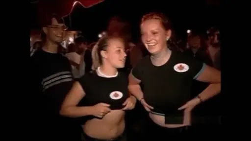 Tricking friend to flash big tits