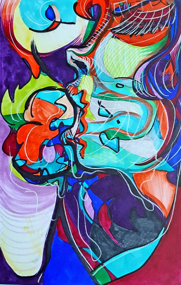 Psychedelic face fuck art