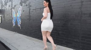 hot lady walking in white