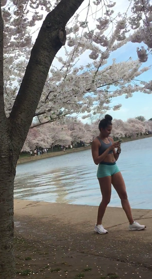 hot body at the cherry blossoms
