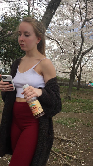 braless at the cherry blossoms