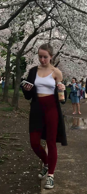 braless at the cherry blossoms