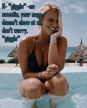 She keeps bringing me to the pool, I keep crying on the way home from people making fun of my cage.