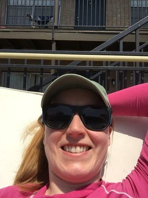 Blonde teen sunbathing