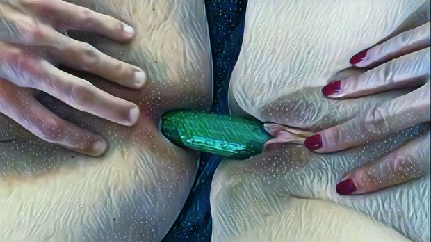 Couple enjoying cucumber together