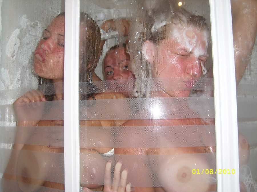 That is a crowded shower