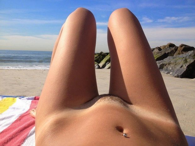 Sunning the pussy and belly